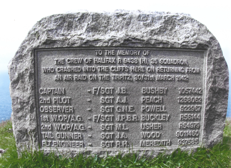 Photo of a memorial to sunken sailors of the Halifax, located near Shetland
